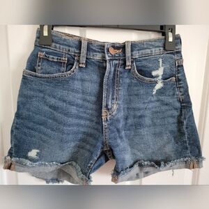 Old Navy Girls Denim Adjustable Waist Frayed Hem Jean Shorts Size 14 NEW